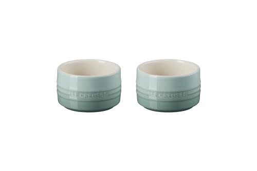 Le Creuset Stoneware Round Ramekin Straight Wall Set of 2, 7 oz. Each, Sea Salt