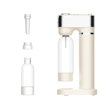 Sparkling Water Maker for Home, Soda Streaming Maker with 2 BPA free Bottles(1L + 0.5L) Carbonated Water Seltzer Fizzy Drink Machine, Compatible with Screw-in 60L CO2 Carbonator(NOT Included) (Cream)