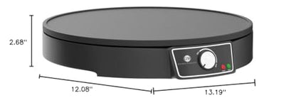 Crepe Maker Machine (Easy to Use), Pancake Griddle – Nonstick 12” Electric Griddle – Pancake Maker, Batter Spreader, Wooden Spatula – Crepe Pan for Crepes Roti, Tortilla, Blintzes – Portable, Compact