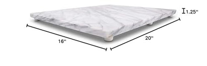 Thirteen Chefs 20 x 16 Inch Marble Pastry Board and Cutting Board for Bakers, Pastries, Chocolate - Large Marble Serving Platter with Feet