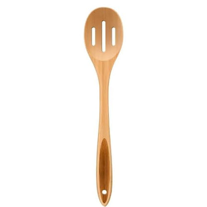 LorisArm Slotted Cooking Spoon, 12.5" Large Bamboo Serving Spoons for Mixing Stirring draining, Wood Slotted Spoon for Nonstick Kitchen Utensils Tableware Wooden Scoop Spoon.