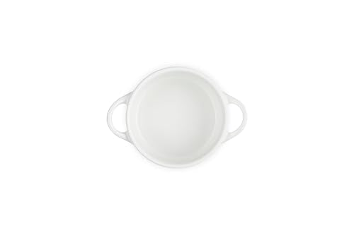 Le Creuset Stoneware Mini Round Cocotte, 8oz., White with Gold Heart Knob