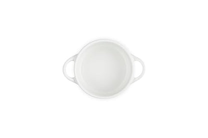 Le Creuset Stoneware Mini Round Cocotte, 8oz., White with Gold Heart Knob