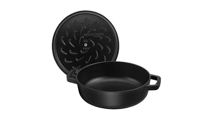 STAUB Cast Iron Sauté Pan, Chistera Lid, Round, 3.7 L, Black, 33 x 31 x 9.5 cm