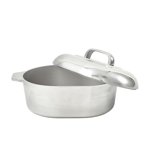 IMUSA 13in Cajun Cast Aluminum Oval Roaster with Lid, Durable Baking and Roasting Pan for Chicken, Meats, and Traditional Cooking