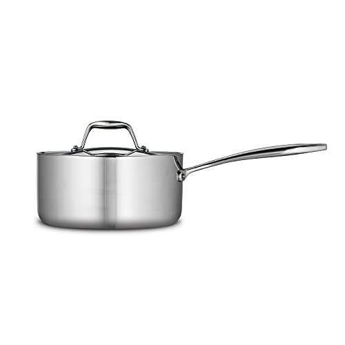 Tramontina Signature Tri-Ply Clad Stainless Steel 3-Quart Sauce Pan with Lid, Induction-Ready, Dishwasher-Safe, NSF-Certified, Made in Brazil