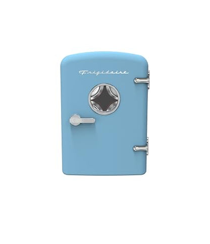 Frigidaire Retro 9-Can Mini Personal Fridge Portable Cooler for Car, Office, Bedroom, Dorm Room, or Cabin, 11.8" D x 7.1" W x 10.1" H, BLUE
