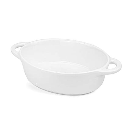 Foraineam 6-Pack Porcelain Ramekins, 10 Ounce Oval Ceramic Creme Brulee Souffle Baking Ramekin Dishes Bowl with Double Handles
