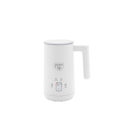 GreenLife Ceramic Electric Milk Frother, 10oz, 4-in-1, Auto Hot and Cold Foam, Dense and Light Foam, PFAS Free, Cordless Milk Warmer and Steamer for Latte, Coffee, White