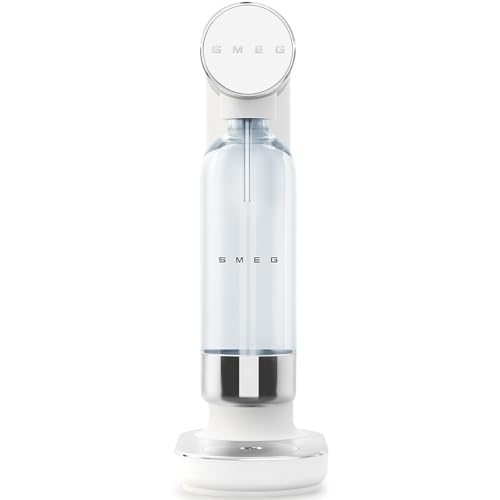 Smeg SKC01WHM Soda Maker, Non-Slip Feet, Space Saving Design, 800ml, Matte White
