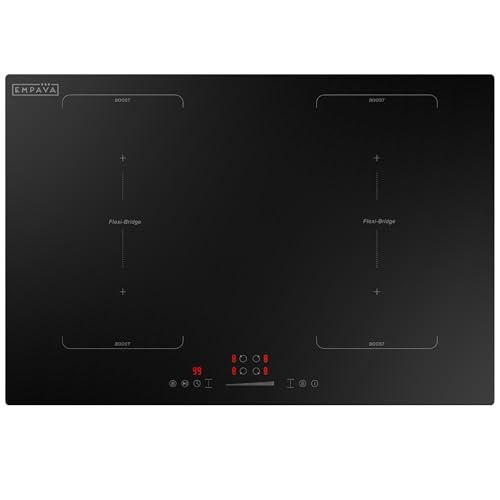 Empava 30 Inch Electric Induction Cooktop Built-In, Bridge-Sync, Smooth Glass Surface, Power Boost, Slider Touch Control, Timer, Pause Function, Child Lock, Hardwired Kitchen Appliance