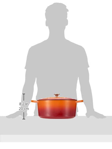Crock Pot Artisan 7-Quart Oval Enameled Cast Iron Dutch Oven – Sunset Orange, Durable Heavy-Duty Cookware for Slow Cooking, Roasting, Baking with Lid