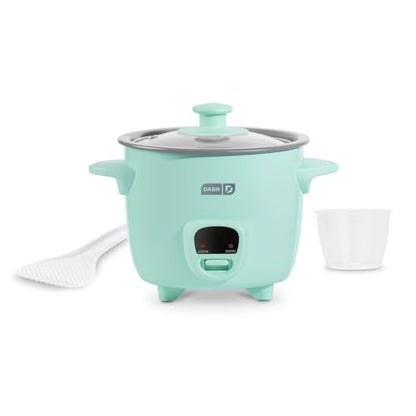 Dash Mini Rice Cooker, 2-Cup Removable Ceramic Nonstick Pot, Aqua
