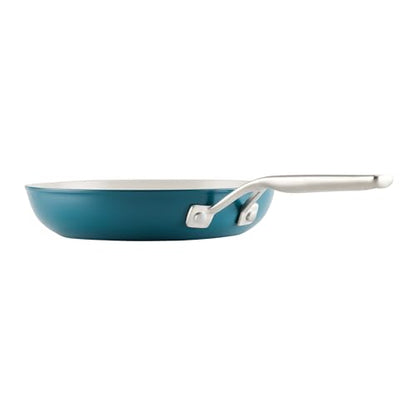KitchenAid Hard Anodized Ceramic Induction Nonstick Pots and Pans Set with Saucepans, Frying Pans, Stockpot, and Lids, Dishwasher Safe, 9 Piece Cookware Set with Stainless Steel Handles - Agave Blue
