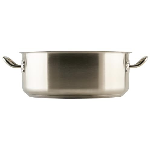 Winco Commercial-Grade Stainless Steel Brazier with Lid, 15 Quart