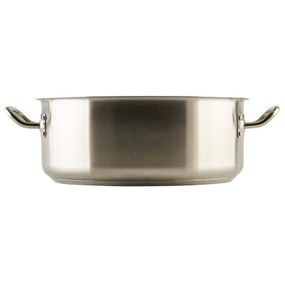 Winco Commercial-Grade Stainless Steel Brazier with Lid, 15 Quart