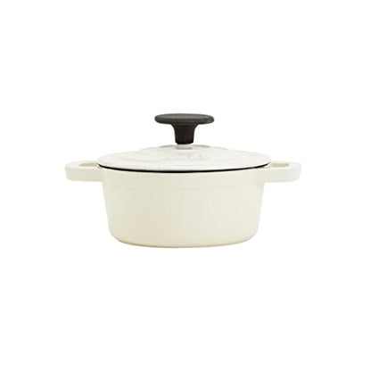 Smith & Clark 1-Quart Enameled Cast Iron Dutch Oven Pot with Lid, Ivory White