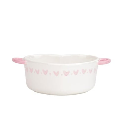 10 Strawberry Street Heart Mini Cocotte Lidded Ramekins, Set of 2, Ceramic Souffle & Baking Dishes, Mini Dutch Oven (Pink Hearts)