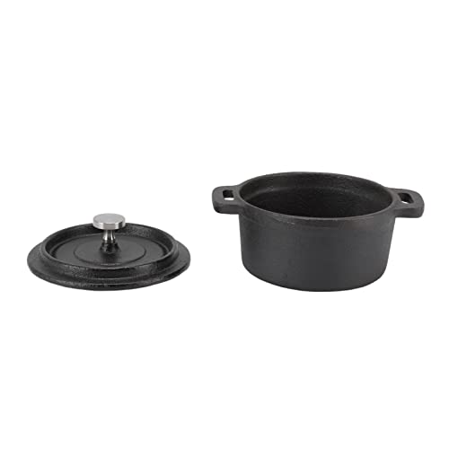 Acouto Small Castn Pot Dutch Oven Cast Iron Pot with Lid - Traditional Double Thickened Insulation Cooking Ergonomic Handle for Baking 7 Quart Capacity Heavy Duty Versatile