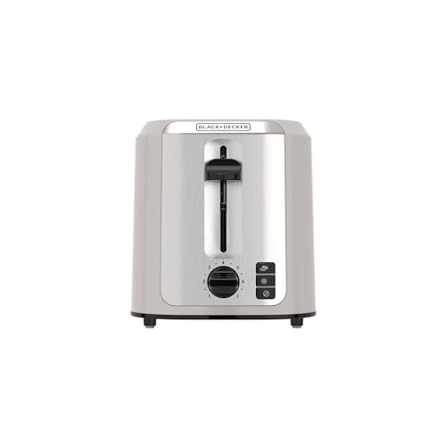 BLACK+DECKER 2-Slice Toaster, Extra-Wide Slots, 7 Shade Settings, Bagel & Frozen Functions, Removable Crumb Tray, Baked Stone