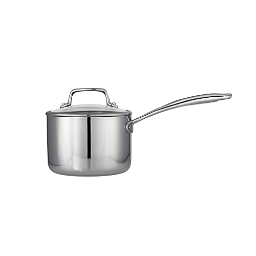 Tramontina Tri-Ply Clad Stainless Steel 2-Quart Small Sauce Pan with Glass Lid, Induction-Ready, Dishwasher-Safe, NSF-Certified