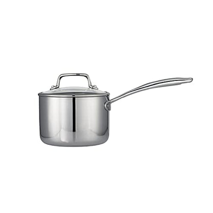 Tramontina Tri-Ply Clad Stainless Steel 2-Quart Small Sauce Pan with Glass Lid, Induction-Ready, Dishwasher-Safe, NSF-Certified