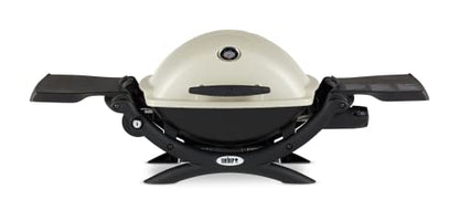 Weber Q1200 Liquid Propane Portable Gas Grill, Titanium – 1‑Burner Travel and Camping Grill with Cast‑Iron Grates & Electronic Ignition (8,500 BTU Burner)