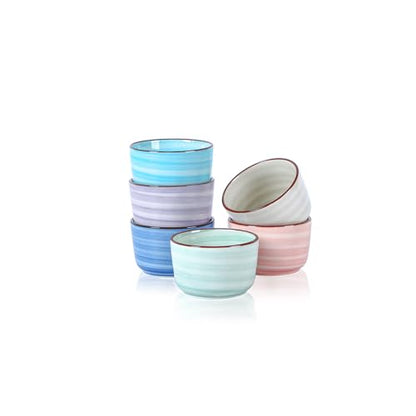Selamica Ramekins 4 OZ Oven Safe for Creme Brulee, Porcelain Custard Cups Ramekins for Baking, Mini Souffle Dishes, Dipping Sauce Bowls, Set of 6, Gradient Color