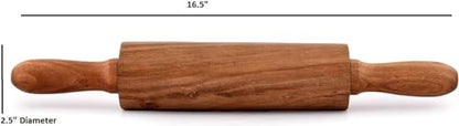 NIRMAN Acacia Wood Rolling Pin for Baking Long Baking Rolling Pin for Pizza, Fondant, Crust, Cookie & More Essential Kitchen utensil tools (16.5" x 2.5" x 2.5")