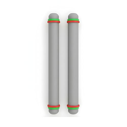 2 Pcs Adjustable Rolling Pin with Removable Rings, Non-Stick Fondant & Dough Rolling Pins, 9 Inch Baking Rolling Pins for Cookies, Pastry, Pizza & Fondant