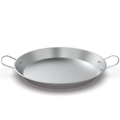 Stainless Steel Paella Pan with Handles, 18.5in Round Grill Griddle for TIKI Solo Stove Cuisinart Fire Pit Kamado Charcoal Grill Weber Kettle and More, Oven and Induction Safe for Indoor & Outdoor Use