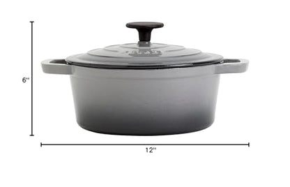 Smith & Clark 3-Quart Enameled Cast Iron Dutch Oven Pot with Lid, Gray