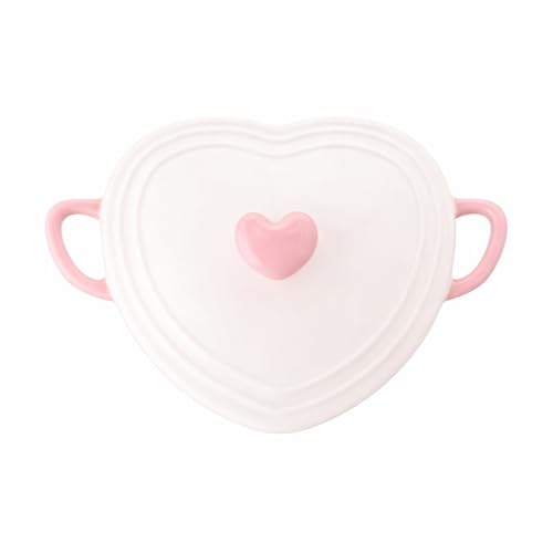 10 Strawberry Street Heart Mini Cocotte Lidded Ramekins, Set of 2, Ceramic Souffle & Baking Dishes, Mini Dutch Oven (Pink Hearts)