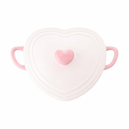 10 Strawberry Street Heart Mini Cocotte Lidded Ramekins, Set of 2, Ceramic Souffle & Baking Dishes, Mini Dutch Oven (Pink Hearts)
