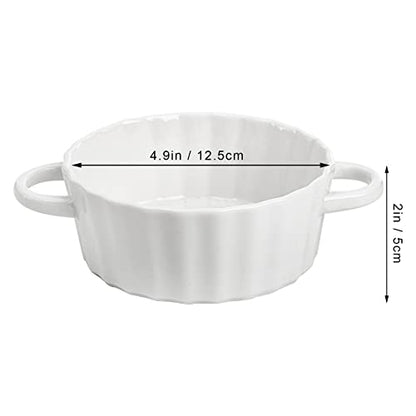 Foraineam 6 Pack Oven Safe Porcelain Souffle Dishes with Double Handles, 10 Ounce Round Mini Quiche Pan, Baking Pie Dish Ramekins For Pudding, Creme Brulee, Souffle
