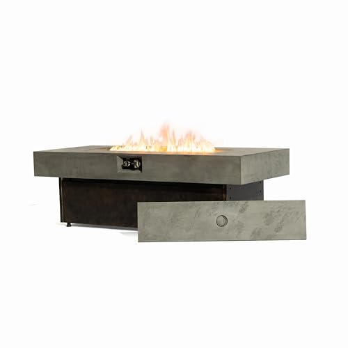 Asunrise Outdoor Fire Pit Table Propane Gas Fire pits Outdoor Fireplaces 54'' Rectangular Firepit Table, 50,000 BTU Fire Table for Patio Set, Three Options of Assembled Hight Grey.