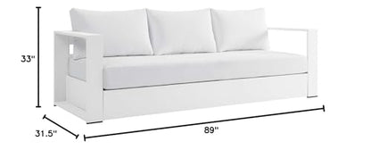 Modway Tahoe Aluminum Outdoor Patio Sofa in White White