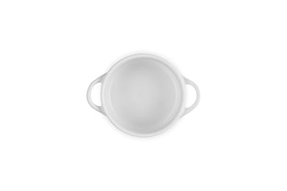 Le Creuset Mon Coeur Collection Stoneware Classic Round Mini Cocotte, 8 Oz., White with Hearts