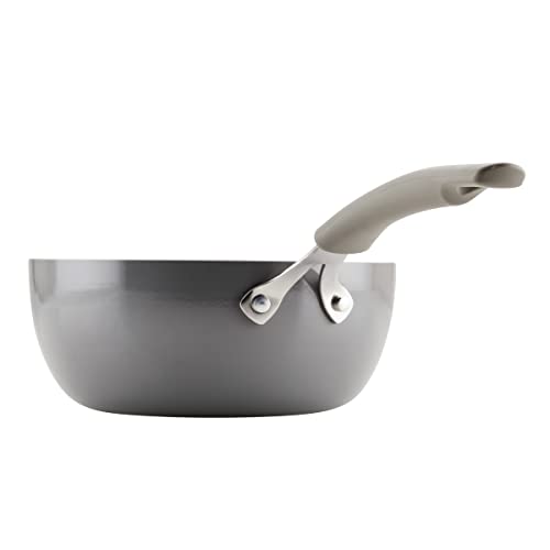 Rachael Ray Cook + Create Nonstick Saucier Pan/Saucepan, 3 Quart, Gray
