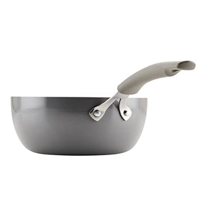 Rachael Ray Cook + Create Nonstick Saucier Pan/Saucepan, 3 Quart, Gray