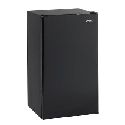Avanti 3.3 Cu. Ft. Mini Fridge Compact Refrigerator with Adjustable Temperature, Removable Shelves, Chiller Compartment wiith Flush-Back Design, 3.3 cu.ft., Black