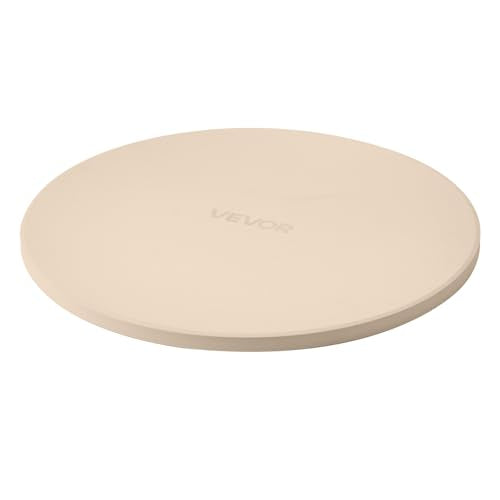 VEVOR Pizza Stone, 15 in Round Pizza Stone, 0.67 in Large Cordierite Baking-Stone with Metal Peel, Scrape, 1450℉ Heat-Resistant Cooking Stones, for Kitchen Oven, Baking Pizzas, BBQ Grill