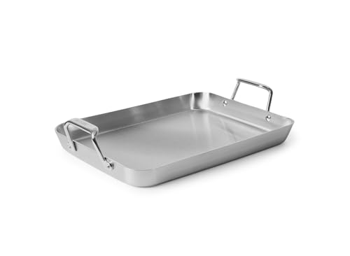 Misen Stainless Steel Roasting Pan with Handles - Versatile 5-Ply Design, Easy Grip Handles, Multi-Functional Cooking, Ideal for Baking, Searing, & Roasting, Superior Heat Conduction, Premium - 13"