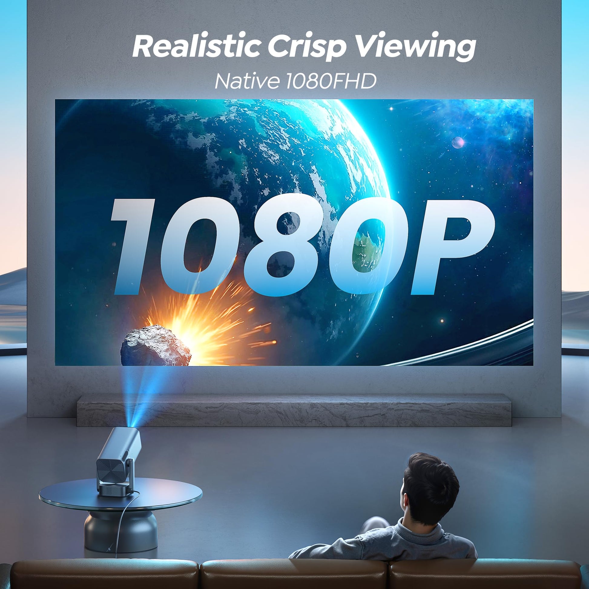 [270° Adjustable Stand & Electric Focus]Mini Projector with WiFi and Bluetooth, 2025 Native 1080P TOPTRO Portable Outdoor Movie Projector, Auto Vertical Keystone, Home Proyector for Phone/TV Stick - CookCave