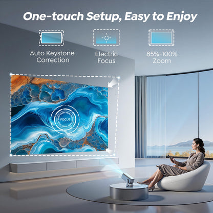 [270° Adjustable Stand & Electric Focus]Mini Projector with WiFi and Bluetooth, 2025 Native 1080P TOPTRO Portable Outdoor Movie Projector, Auto Vertical Keystone, Home Proyector for Phone/TV Stick - CookCave