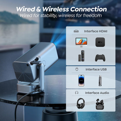 [270° Adjustable Stand & Electric Focus]Mini Projector with WiFi and Bluetooth, 2025 Native 1080P TOPTRO Portable Outdoor Movie Projector, Auto Vertical Keystone, Home Proyector for Phone/TV Stick - CookCave