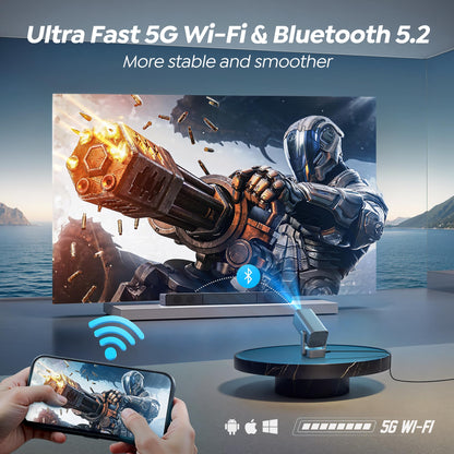 [270° Adjustable Stand & Electric Focus]Mini Projector with WiFi and Bluetooth, 2025 Native 1080P TOPTRO Portable Outdoor Movie Projector, Auto Vertical Keystone, Home Proyector for Phone/TV Stick - CookCave