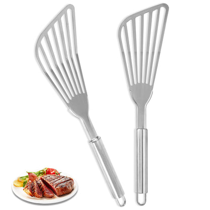 2Pack Fish Spatula Stainless Steel,Premium Fish Turner Spatula,Flexible Barbecue Turner,Metal Slotted Spatula For Flipping Fish Egg Patties Fries Pancake Steak by EGYPAMID - CookCave