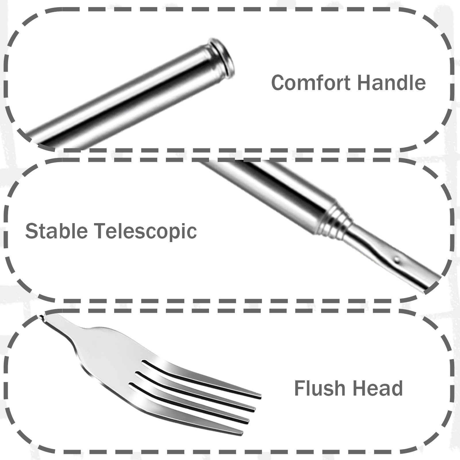 2Pcs Extendable Forks 8.7 to 25.6 Inch Adjustable Telescopic Fork, Stainless Steel Long Fork Retractable Dinner Fork for Fruit Dessert BBQ - CookCave