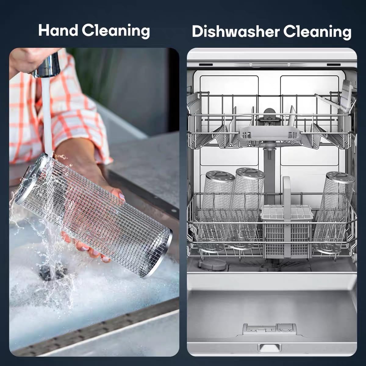 2PCS Grill Baskets,304 Stainless Steel BBQ Grill Basket with Detachable Wood Handle, Nesting Non-Stick Grilling Mesh for Vegetables, Seafood, Shrimp Durable Camping & Outdoor Cooking Accessories, Grill Gifts for Family - CookCave